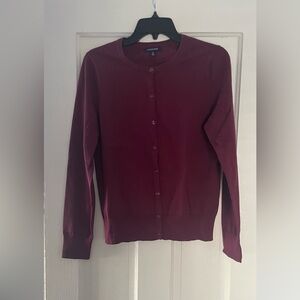 Lands' End Maroon Knit Cardigan